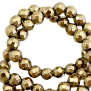 Kralen hematite rond 4mm facet geslepen Antique gold