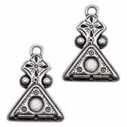 Metaal bedels TQ driehoek met setting en 3 ogen Antiek zilver