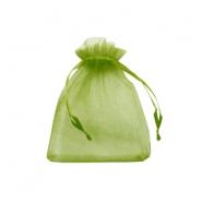 Organza sieradenzakje 7x9cm Olive green