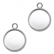 Metalen settings bedel voor cabochon 12mm Antiek zilver