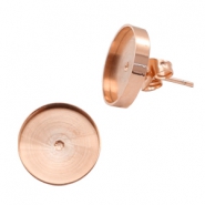 Polaris Steel oorbellen (RVS) met setting voor 12mm cabochon Ros&eacute; goud