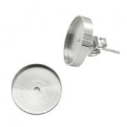 Polaris Steel oorbellen (RVS) met setting voor 12mm cabochon Antiek zilver