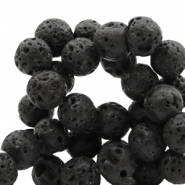 8 mm kralen natuursteen lava matt Black