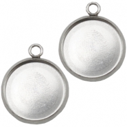 Bedels van Stainless steel Roestvrij staal (RVS) setting voor 12mm cabochon Zilver
