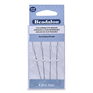 Flexibele rijgnaalden 6.4cm Beadalon heavy Zilver