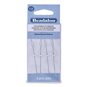 Flexibele rijgnaalden 6.4cm Beadalon medium Zilver