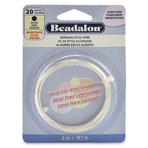 German style wire Beadalon 20Gauge round Silver