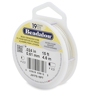 19 draads rijgdraad 0.61mm Beadalon Silver