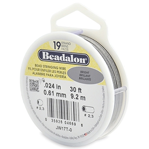 19 draads rijgdraad 0.61mm Beadalon Bright Stainless Steel