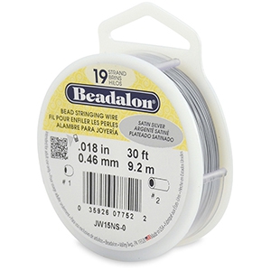 19 draads rijgdraad 0.46mm Beadalon Satin Silver
