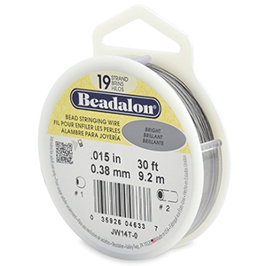 19 draads rijgdraad 0.38mm Beadalon Bright Stainless Steel