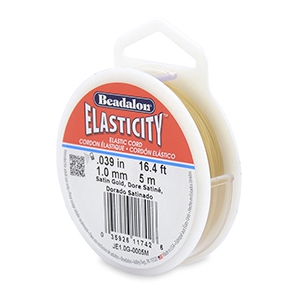 Rijgdraad elastiek Beadalon 1.0mm 5 meter Satin Gold