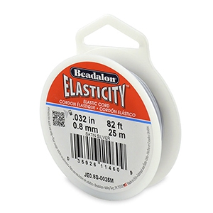 Rijgdraad elastiek Beadalon 0.8mm 25 meter Satin Silver