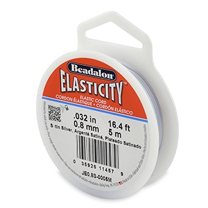 Rijgdraad elastiek Beadalon 0.8mm 5 meter Satin Silver