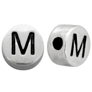Metal look Letterkralen letter M Antiek zilver