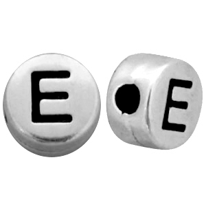 Metal look Letterkralen letter E Antiek zilver