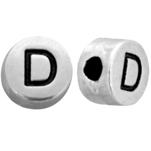 Metal look Letterkralen letter D Antiek zilver