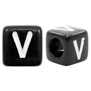Acryl letterkralen letter V Zwart