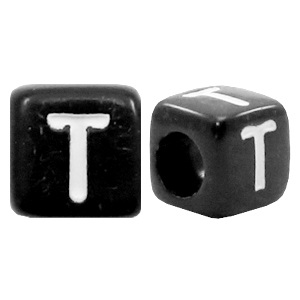 Acryl letterkralen letter T Zwart