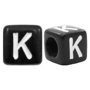 Acryl letterkralen letter K Zwart