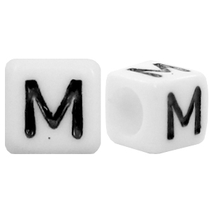 Acryl letterkralen letter M Wit
