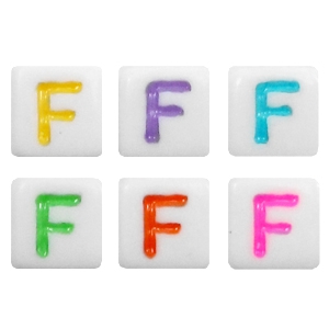 Acryl letterkralen letter F Multicolour-wit