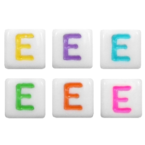 Acryl letterkralen letter E Multicolour-wit