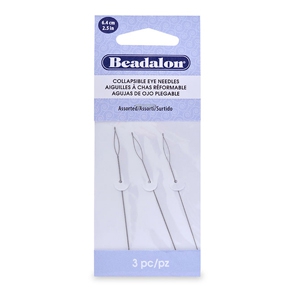 Flexibele rijgnaalden Beadalon 6.4cm assorti Zilver