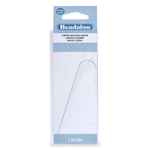Gebogen rijgnaald 11.4cm Beadalon Zilver