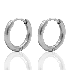Oorbellen van Stainless steel Roestvrij staal (RVS) creolen 15mm Zilver