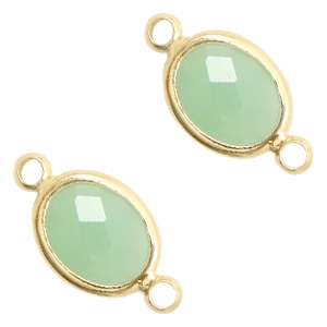 Crystal glas tussenstukken ovaal 10x9mm Crysolite green opal-gold