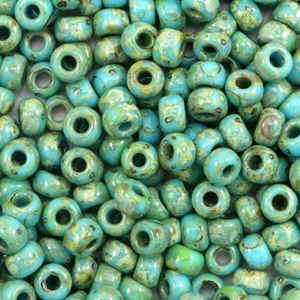Miyuki 6/0 rocailles Opaque picasso turquoise blue 6-4514