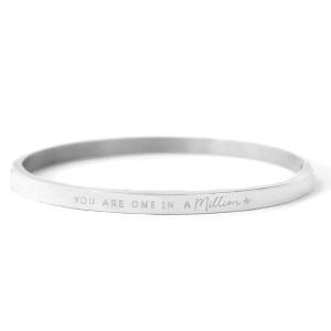 Armbanden van Stainless steel Roestvrij staal (RVS) "YOU ARE ONE IN A MILLION" Zilver