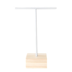 Sieraden display T-vorm voor oorbellen met houten voet Wit-hout