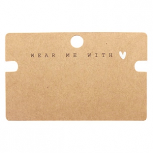 Kaartjes voor sieraden "Wear Me With &hearts;" Brown