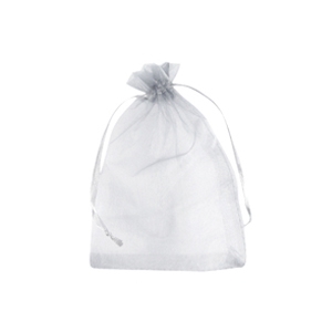 Organza sieradenzakje 7x9cm Silver grey