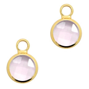 Hanger van crystal glas 8mm Pink crystal-gold