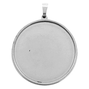 Benodigdheden van Stainless steel Roestvrij staal (RVS) setting bedel voor cabochon 35mm Antiek zilver