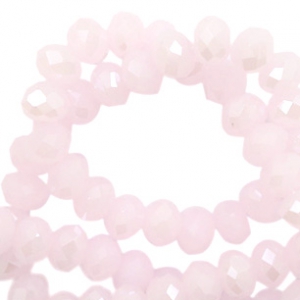 Facet kralen top quality disc 4x3 mm Light pink-Pearl shine coating