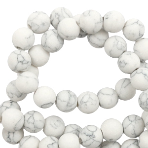 8 mm kralen natuursteen mat met marble look White