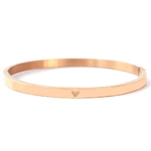 Armbanden van Stainless Steel Roestvrij staal (RVS) met hart Ros&eacute; goud
