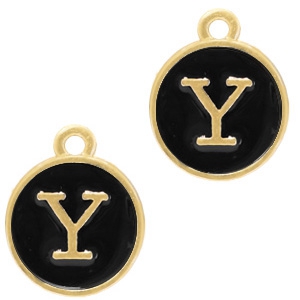 Basic quality metaal bedel letter Y Goud(iets meer ros&eacute;)-zwart