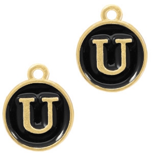 Basic quality metaal bedel letter U Goud-zwart