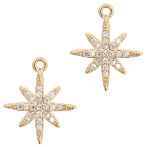 Basic quality metaal strass bedel star Goud