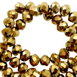 Facet kralen top quality disc 3x2mm Gold metallic