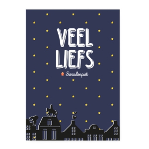 Kaartjes voor sieraden Sinterklaas "veel liefs sieradenpiet" Blauw