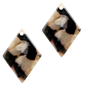 Hangers van resin ruit 20x14mm Mixed brown