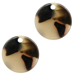Hangers van resin rond 12mm Creme-black