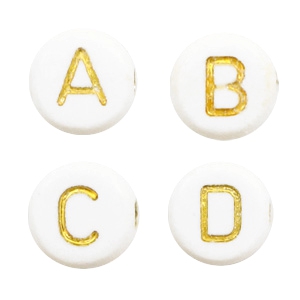 Acryl letterkralen mix Off white-gold