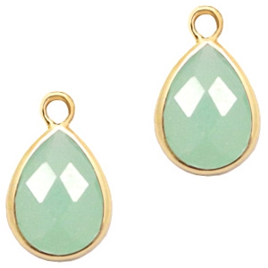 Hanger van crystal glas druppel 11x7mm Green opal-gold